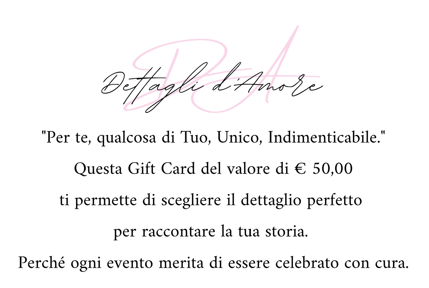 Gift card dettagli d'amore