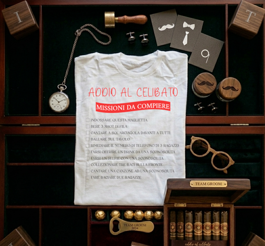 Tshirt addio al celibato Missioni da compiere