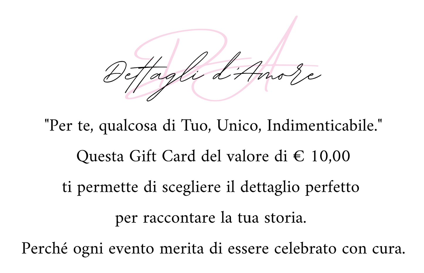 Gift card dettagli d'amore